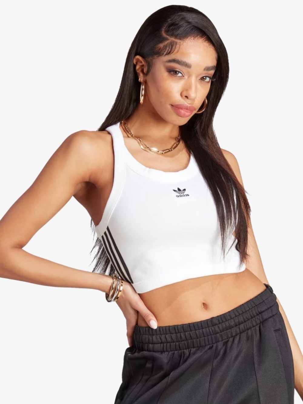 Adidas Adicolor Classics 3-Stripes Short Tank Top in white, Cotton, NWT